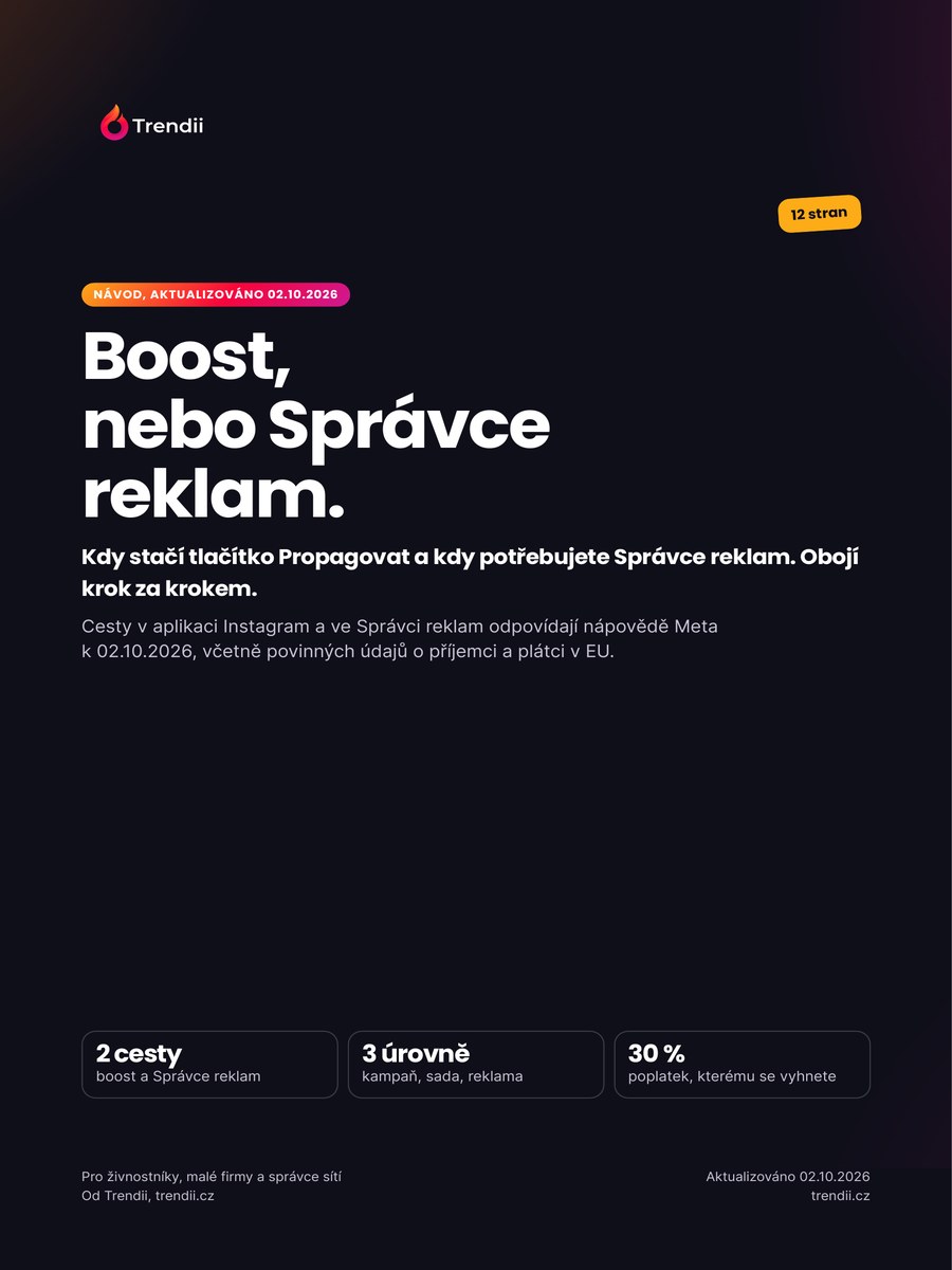 Obálka návodu Jak nastavit reklamu: boost, nebo Správce reklam od Trendii