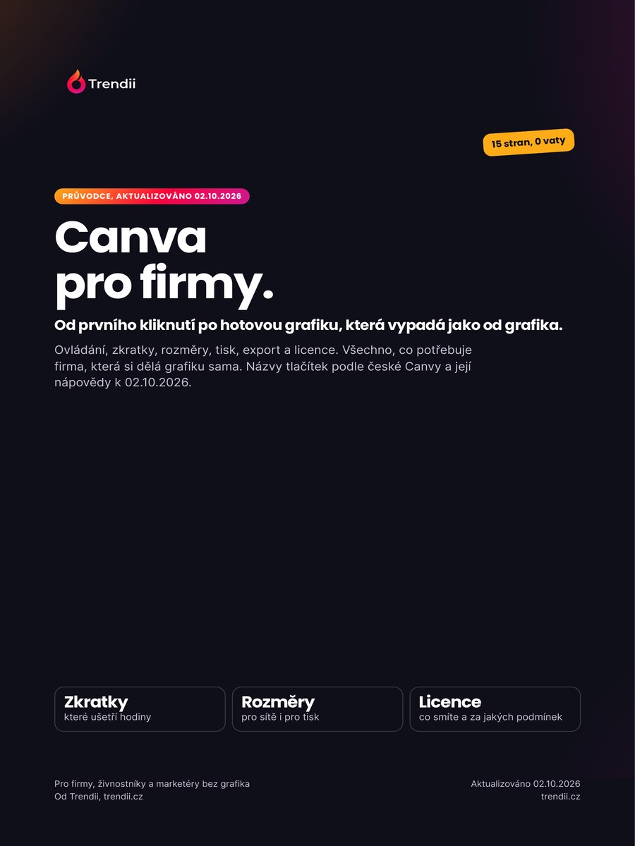 Obálka průvodce Canva pro firmy od Trendii