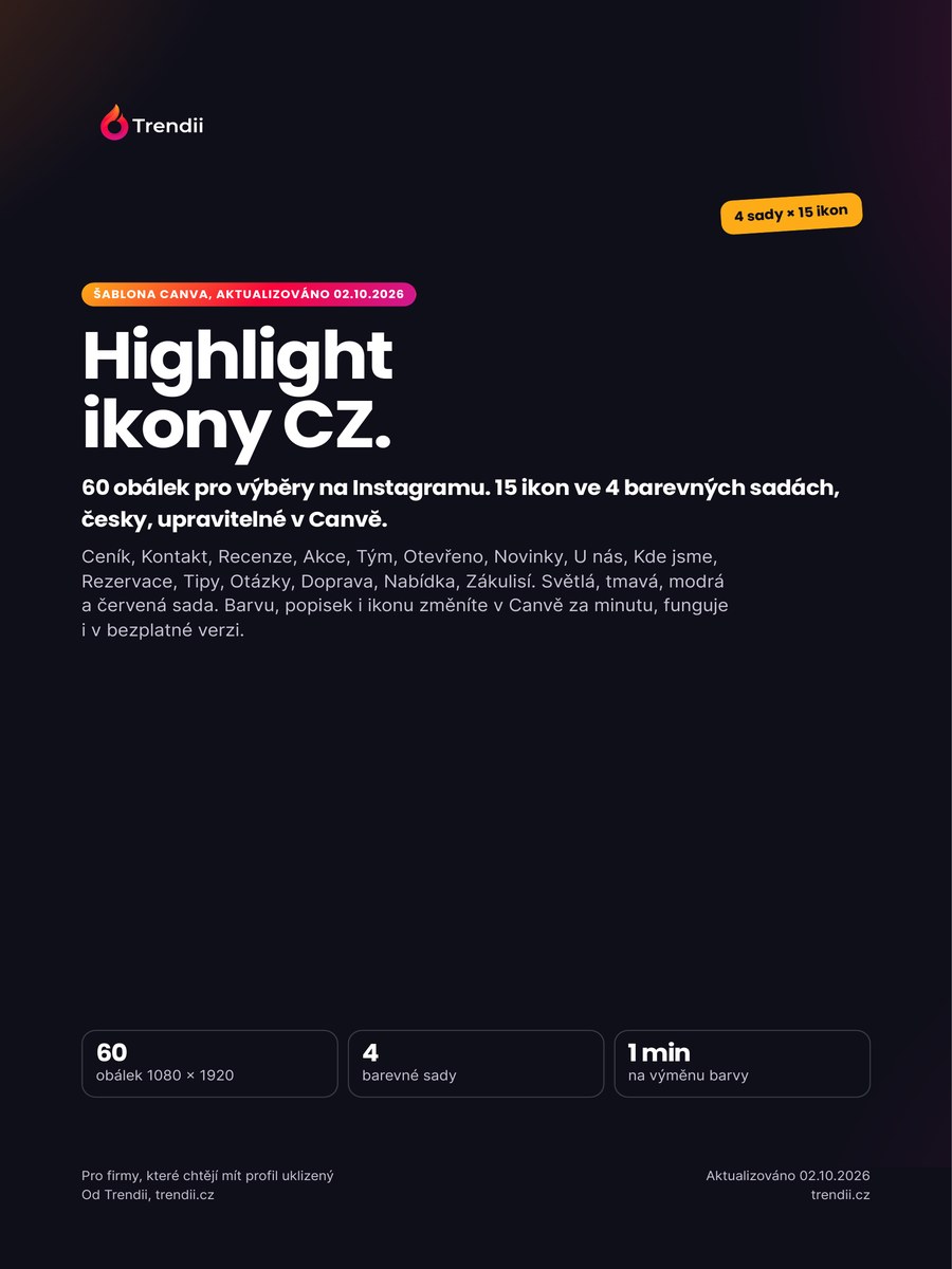 Obálka šablon Highlight ikony CZ: 60 obálek od Trendii