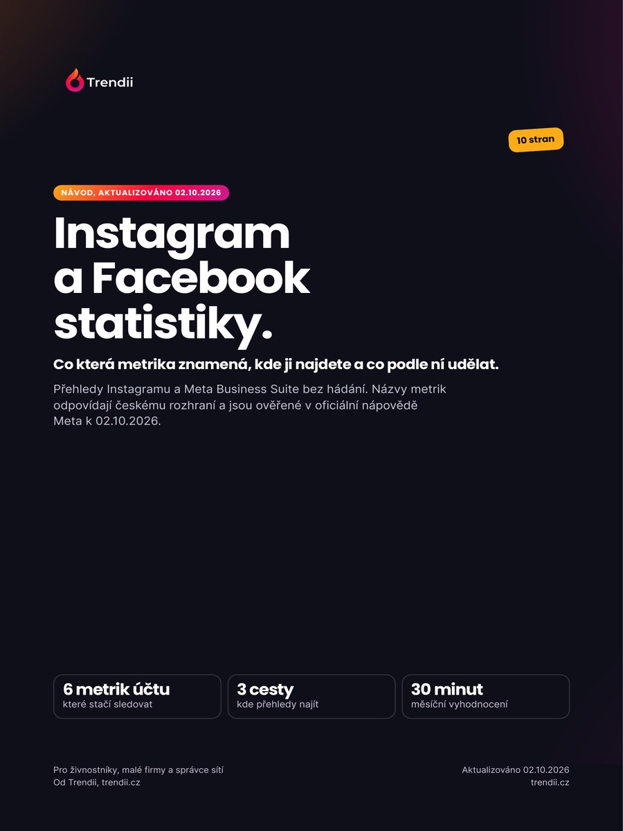 Obálka návodu Instagram a Facebook statistiky od Trendii