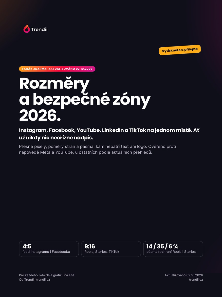 Obálka taháku Rozměry a bezpečné zóny 2026 od Trendii